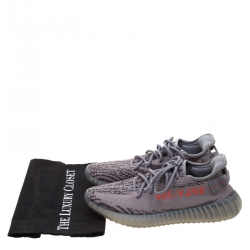 Yeezy x Adidas Grey Knit Fabric Beluga Boost 350 V2 Lace Up Sneakers Size 42