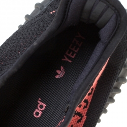 Pre Owned Yeezy x Adidas Core Black/Red Cotton Knit Boost 350 V2 Sneakers Size 43.5