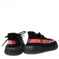 Pre Owned Yeezy x Adidas Core Black/Red Cotton Knit Boost 350 V2 Sneakers Size 43.5