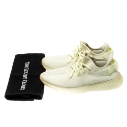Pre Owned Yeezy x Adidas Yellow/Cream White Cotton Knit Boost 350 V2 Sneakers Size 39.5