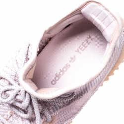 Pre Owned Yeezy x Adidas Light Pink/Grey Cotton Knit Boost 350 V2 Synth Non-Reflective Sneakers Size 41.5