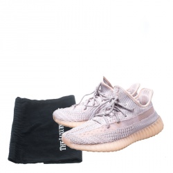 Pre Owned Yeezy x Adidas Light Pink/Grey Cotton Knit Boost 350 V2 Synth Non-Reflective Sneakers Size 41.5