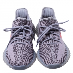 Pre Owned Yeezy X Adidas Grey/Black Cotton Knit Boost 350 V2 Sneakers Size 42