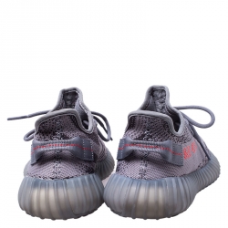 Pre Owned Yeezy X Adidas Grey/Black Cotton Knit Boost 350 V2 Sneakers Size 42