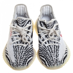 Yeezy x Adidas White/Black Knit  Fabric Boost 350 V2 Zebra Sneakers Size 37.5
