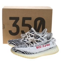 Yeezy x Adidas White/Black Knit  Fabric Boost 350 V2 Zebra Sneakers Size 37.5
