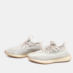 Pre Owned Yeezy x Adidas Beige/Grey Knit Fabric Boost 350 V2 Citrin Sneakers Size 43 1/3