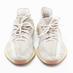 Pre Owned Yeezy x Adidas Beige/Grey Knit Fabric Boost 350 V2 Citrin Sneakers Size 43 1/3