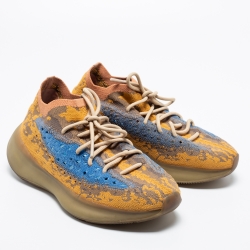 Pre Owned Yeezy x Adidas Multicolor Knit Fabric Boost 380 Blue Oat Reflective Sneakers Size 43 1/3