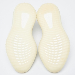 Pre Owned Yeezy x Adidas White Knit Fabric Boost 350 V2 Cream Sneakers Size 42 2/3