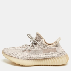 Pre Owned Yeezy x Adidas Pink Knit Fabric Boost 350 V2 Synth (Reflective) Sneakers Size 42 2/3