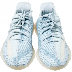 Pre Owned Yeezy x Adidas Green/White Cotton Knit Boost 350 V2 Sneakers Size 46