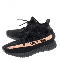 Pre Owned Yeezy x Adidas Black Cotton Knit Boost 350 V2 Sneakers Size 42