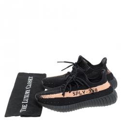 Pre Owned Yeezy x Adidas Black Cotton Knit Boost 350 V2 Sneakers Size 42