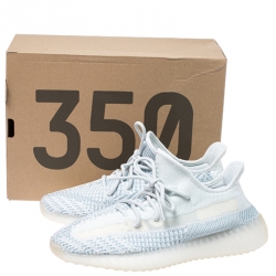 Yeezy x Adidas Blue/White Cotton Knit Boost 350 V2 Sneakers Size 41.5