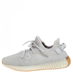 مملوكة مسبقًا Yeezy x Adidas Grey Cotton Knit Boost 350 V1 Sneakers Size 41.5