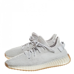 مملوكة مسبقًا Yeezy x Adidas Grey Cotton Knit Boost 350 V1 Sneakers Size 41.5