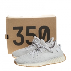 مملوكة مسبقًا Yeezy x Adidas Grey Cotton Knit Boost 350 V1 Sneakers Size 41.5