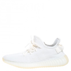 Pre Owned حذاء رياضي يزي وأديداس زبرا 350 v2 بوست تريكو قطن أبيض كريمي مقاس 44