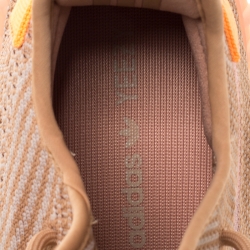 Pre Owned Yeezy x Adidas Orange/White Cotton Knit And Mesh Boost 350 V2 Sneakers Size 42