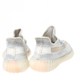 مملوكة مسبقًا Yeezy x Adidas White/Grey Knit Fabric Boost 350 V2 Synth Non-Reflective Sneakers Size 45.5