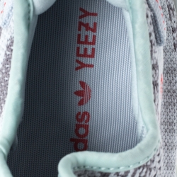 Pre Owned Yeezy x Adidas Mint Green/Grey Cotton Knit Boost 350 V2 Zebra Sneakers Size FR 44