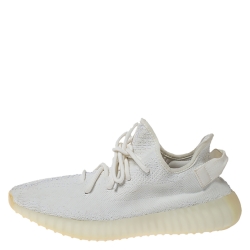 مملوكة مسبقًا Yeezy x Adidas Cream White Cotton Knit Boost 350 V2 Sneakers Size 41.5