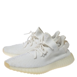 مملوكة مسبقًا Yeezy x Adidas Cream White Cotton Knit Boost 350 V2 Sneakers Size 41.5
