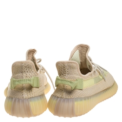 Pre Owned Yeezy Flax Cotton Knit Boost 350 V2 Sneakers Size 46