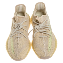 Pre Owned Yeezy Flax Cotton Knit Boost 350 V2 Sneakers Size 46