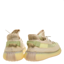 Pre Owned Yeezy Flax Cotton Knit Boost 350 V2 Sneakers Size 47.5