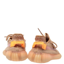 Pre Owned Yeezy x Adidas Beige Cotton Knit And Mesh Boost 350 V2 Clay Sneakers Size 36