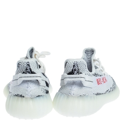 Pre Owned  حذاء رياضي ييزي × أديداس بوست 350 V2 زيبرا تريكو قطن أبيض و أسود مقاس 44