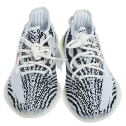 Pre Owned  حذاء رياضي ييزي × أديداس بوست 350 V2 زيبرا تريكو قطن أبيض و أسود مقاس 44