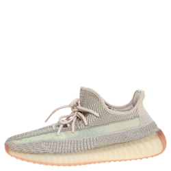 Pre Owned Yeezy x Adidas Pale Green Cotton Knit Boost 350 V2 Citrin Non Reflective Sneakers Size 44