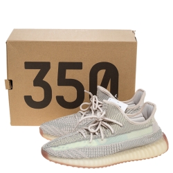 Pre Owned Yeezy x Adidas Pale Green Cotton Knit Boost 350 V2 Citrin Non Reflective Sneakers Size 44