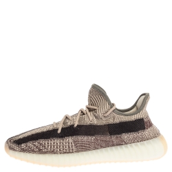 Pre Owned Yeezy x Adidas Black/Grey Cotton Knit Boost 350 V2 Zyon Sneakers Size 47.5