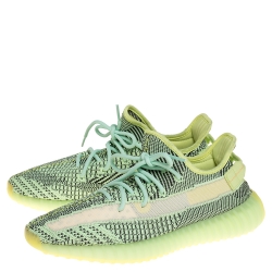 Pre Owned Yeezy x Adidas Green Cotton Knit Boost 350 V2 Yeeree Sneakers Size 45.5