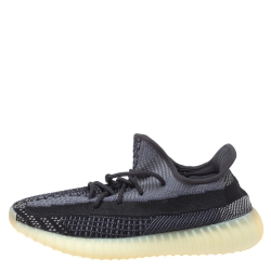مملوكة مسبقًا Adidas Yeezy Black Cotton Knit Boost 350 V2 Carbon Sneakers Size 44 2/3