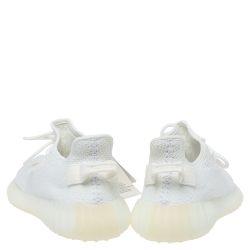 Pre Owned Yeezy x Adidas Cotton Knit Boost 350 V2 Triple White Sneakers Size 40 2/3