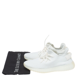 Pre Owned Yeezy x Adidas Cotton Knit Boost 350 V2 Triple White Sneakers Size 40 2/3