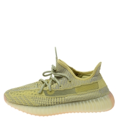 Pre Owned Yeezy x Adidas Yellow Cotton Knit Boost 350 V2 Marsh Sneakers Size 40