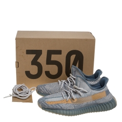 Pre Owned Adidas Yeezy Blue Knit Fabric 350 V2 Israfil Sneakers Size 45