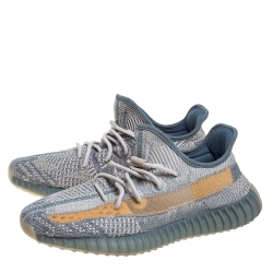 Pre Owned Adidas Yeezy Blue Knit Fabric 350 V2 Israfil Sneakers Size 45