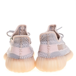 Pre Owned Yeezy x Adidas Light Pink/Grey Cotton Knit Boost 350 V2 Synth Non-Reflective Sneakers Size 44