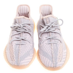 Pre Owned Yeezy x Adidas Light Pink/Grey Cotton Knit Boost 350 V2 Synth Non-Reflective Sneakers Size 44