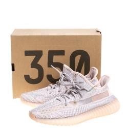 Pre Owned Yeezy x Adidas Light Pink/Grey Cotton Knit Boost 350 V2 Synth Non-Reflective Sneakers Size 44