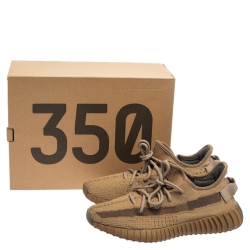 Pre Owned Yeezy x Adidas Brown Cotton Knit and Mesh Boost 350 V2 Earth Sneakers Size 40
