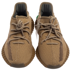 Pre Owned Yeezy x Adidas Brown Cotton Knit and Mesh Boost 350 V2 Earth Sneakers Size 40