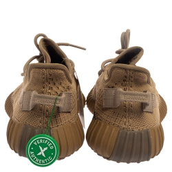 Pre Owned Yeezy x Adidas Brown Cotton Knit and Mesh Boost 350 V2 Earth Sneakers Size 40